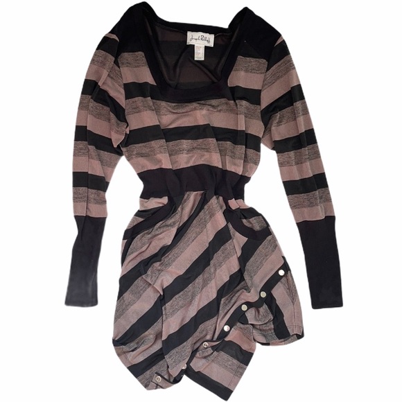 Joseph Ribkoff Brown & Black Striped Dress Size 14 - Picture 5 of 8